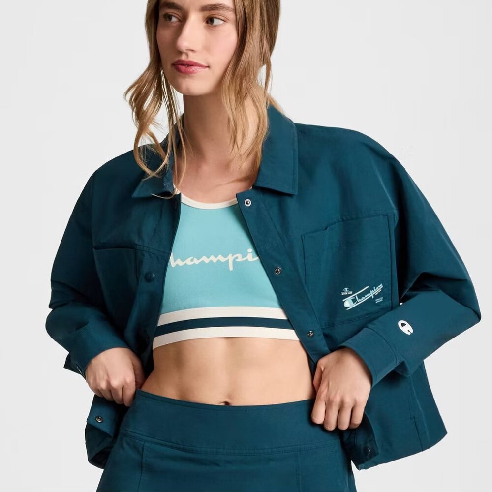 Champion Women's Teal Blue Snap Front Jacket/NWT/L